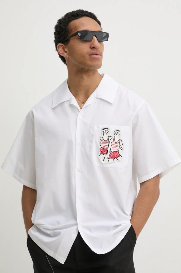 MSGM Bombažna srajca MSGM moška, bela barva, 3840ME06X.257100