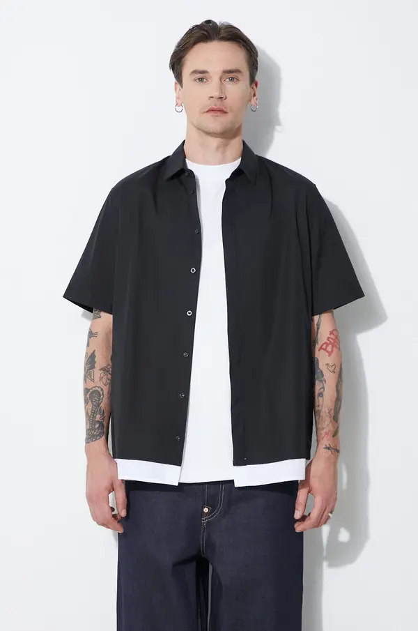 Neil Barrett Bombažna srajca Neil Barrett Loose Double Layer Short Sleeve Shirt