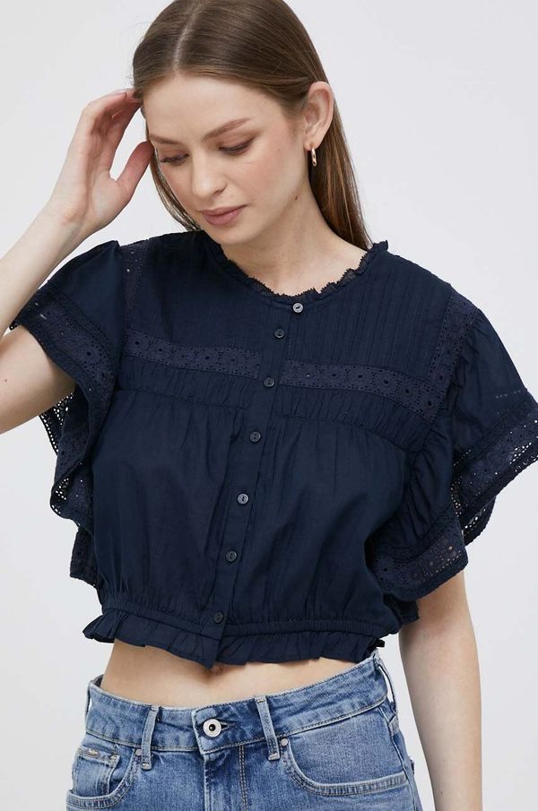 Pepe Jeans Bombažna srajca Pepe Jeans ženska, mornarsko modra barva