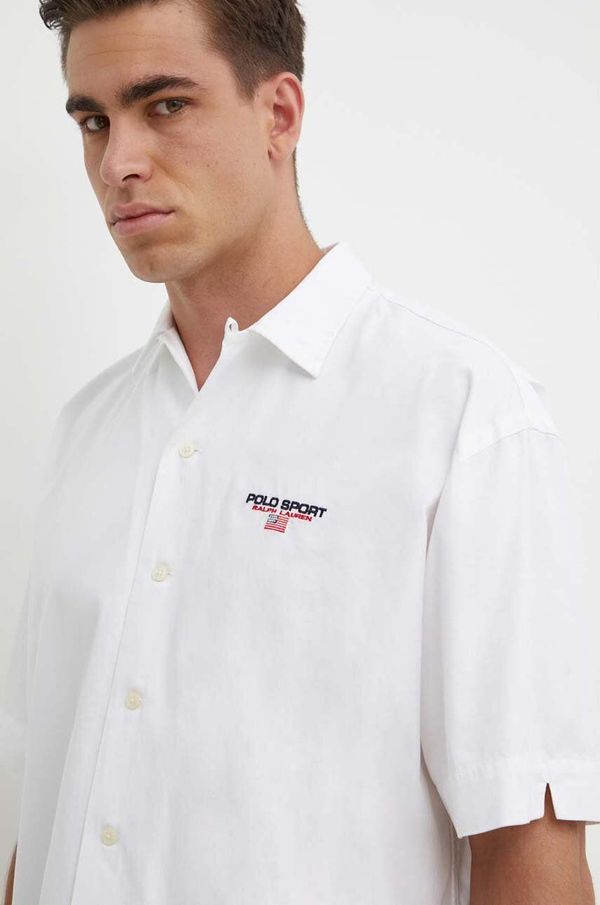Polo Ralph Lauren Bombažna srajca Polo Ralph Lauren moška, bela barva, 710945727