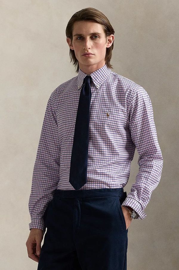 Polo Ralph Lauren Bombažna srajca Polo Ralph Lauren moška, roza barva, 712969014