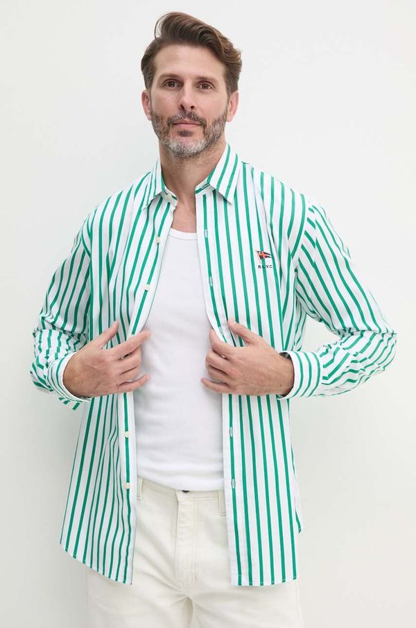 Polo Ralph Lauren Bombažna srajca Polo Ralph Lauren moška, zelena barva, 710925299
