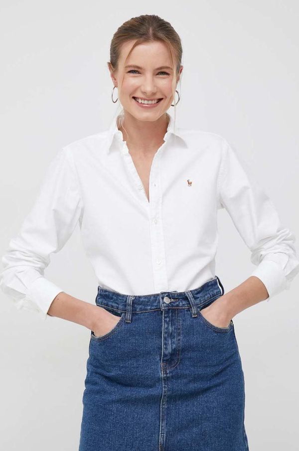 Polo Ralph Lauren Bombažna srajca Polo Ralph Lauren ženska, bela barva