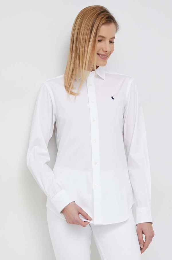 Polo Ralph Lauren Bombažna srajca Polo Ralph Lauren ženska, bela barva