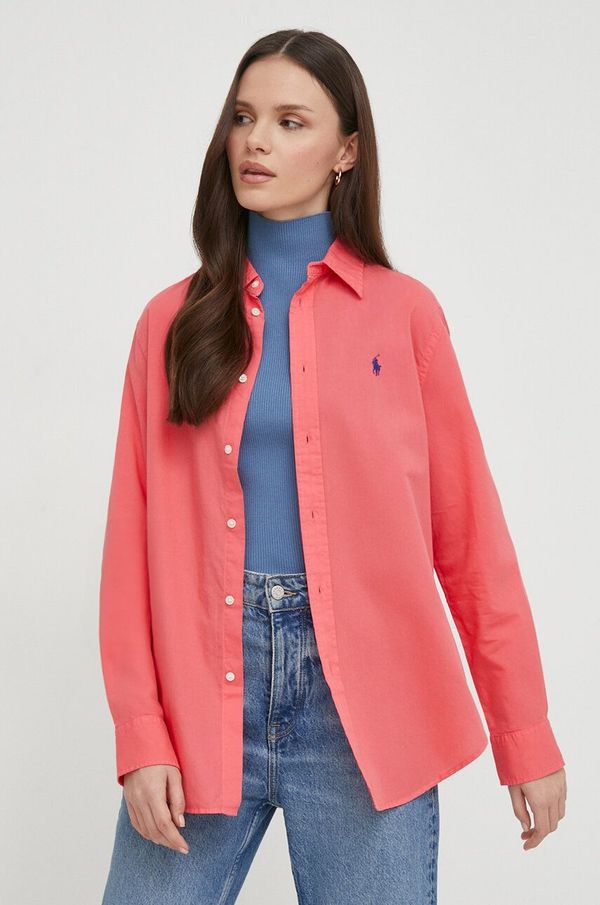 Polo Ralph Lauren Bombažna srajca Polo Ralph Lauren ženska, rdeča barva