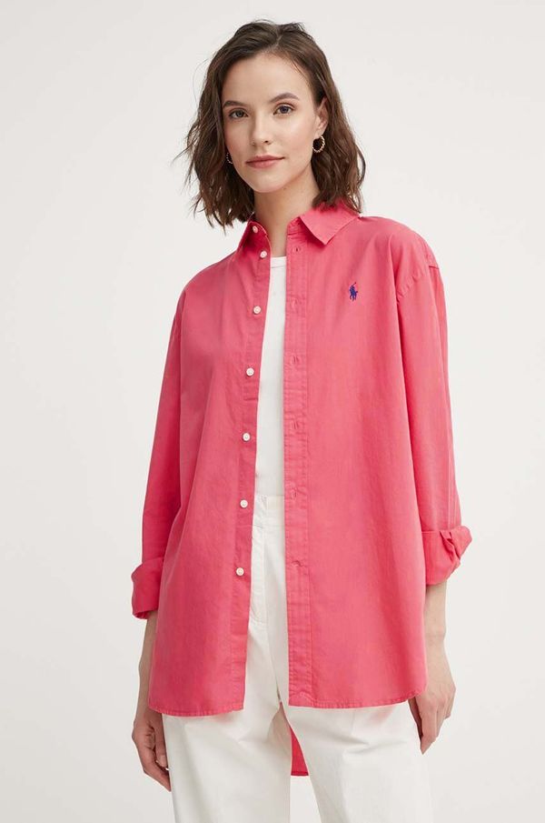 Polo Ralph Lauren Bombažna srajca Polo Ralph Lauren ženska, rdeča barva