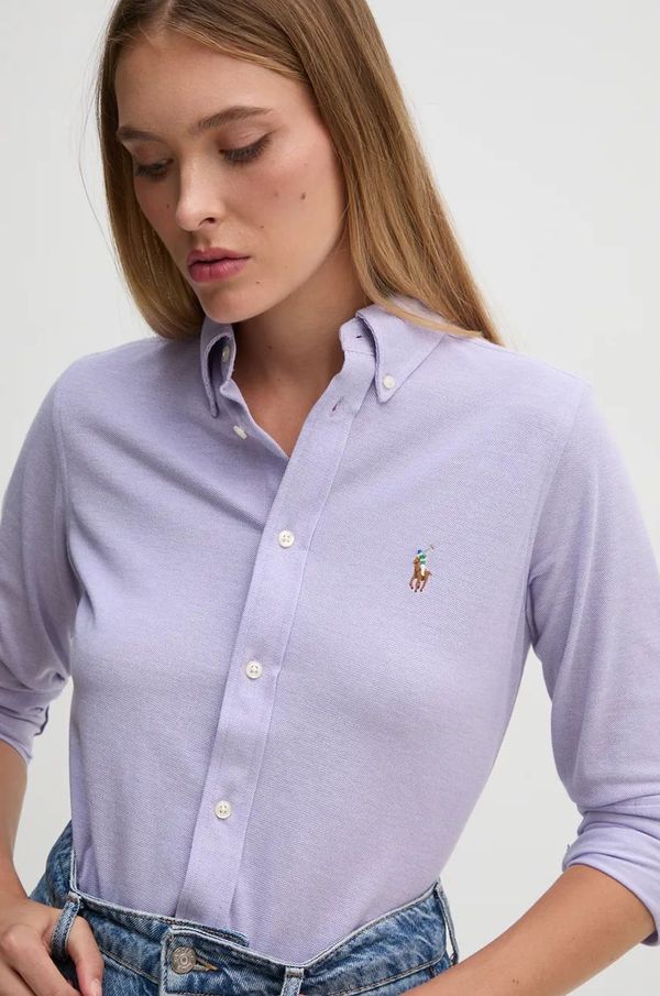 Polo Ralph Lauren Bombažna srajca Polo Ralph Lauren ženska, vijolična barva, 211924258