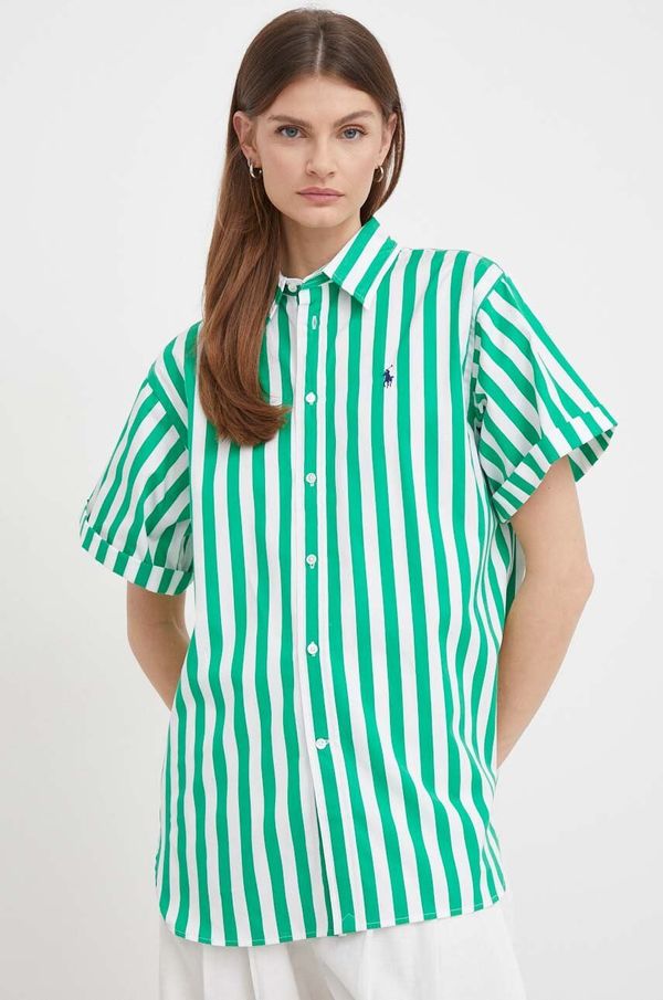 Polo Ralph Lauren Bombažna srajca Polo Ralph Lauren ženska, zelena barva