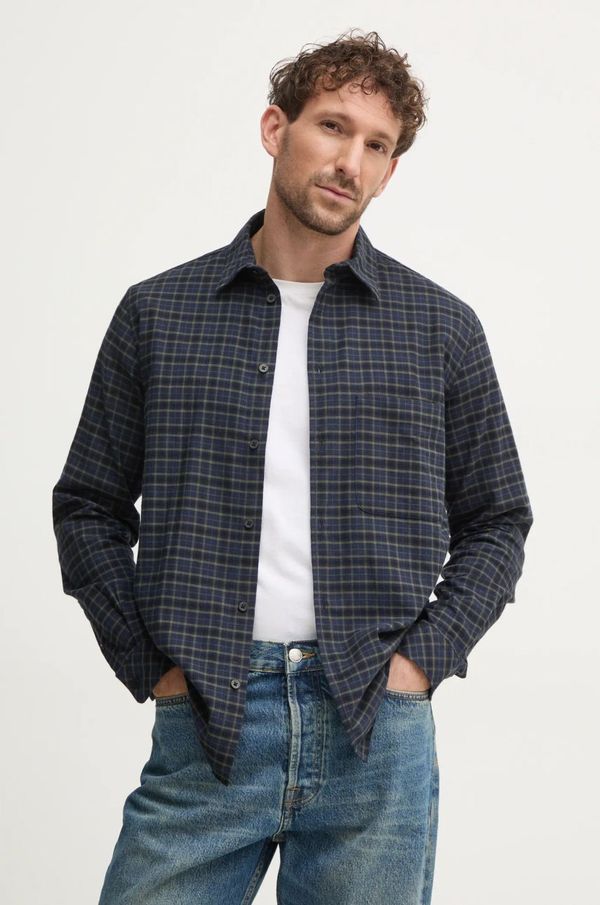 Samsoe Samsoe Bombažna srajca Samsoe Samsoe moška, mornarsko modra barva, M24400039