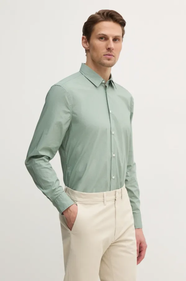 Sisley Bombažna srajca Sisley moška, zelena barva, 5WNKSQ04I