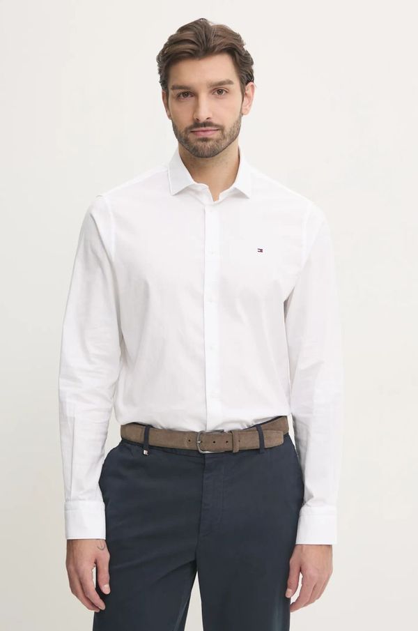 Tommy Hilfiger Bombažna srajca Tommy Hilfiger moška, bela barva, MW0MW37597