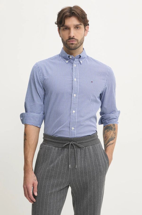 Tommy Hilfiger Bombažna srajca Tommy Hilfiger moška, mornarsko modra barva, MW0MW37548