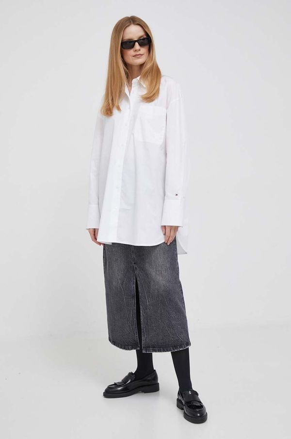 Tommy Hilfiger Bombažna srajca Tommy Hilfiger ženska, bela barva