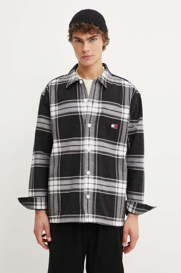Tommy Jeans Bombažna srajca Tommy Jeans moška, črna barva, DM0DM19518