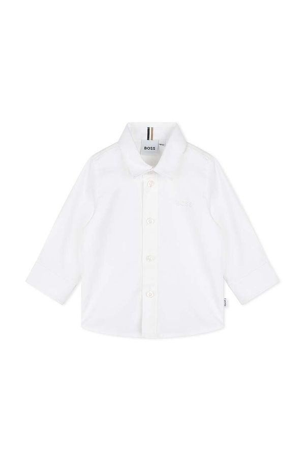 Boss Bombažna srajca za dojenčka BOSS bela barva, J51253