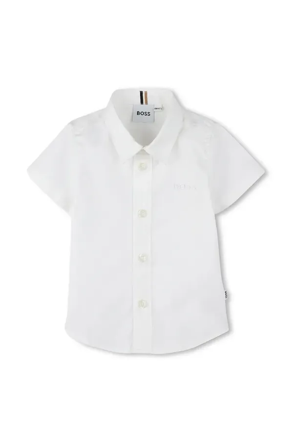 BOSS Bombažna srajca za dojenčka BOSS bela barva, J52089