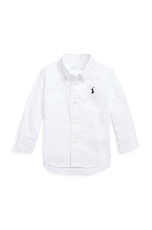 Polo Ralph Lauren Bombažna srajca za dojenčka Polo Ralph Lauren bela barva, 320819238001