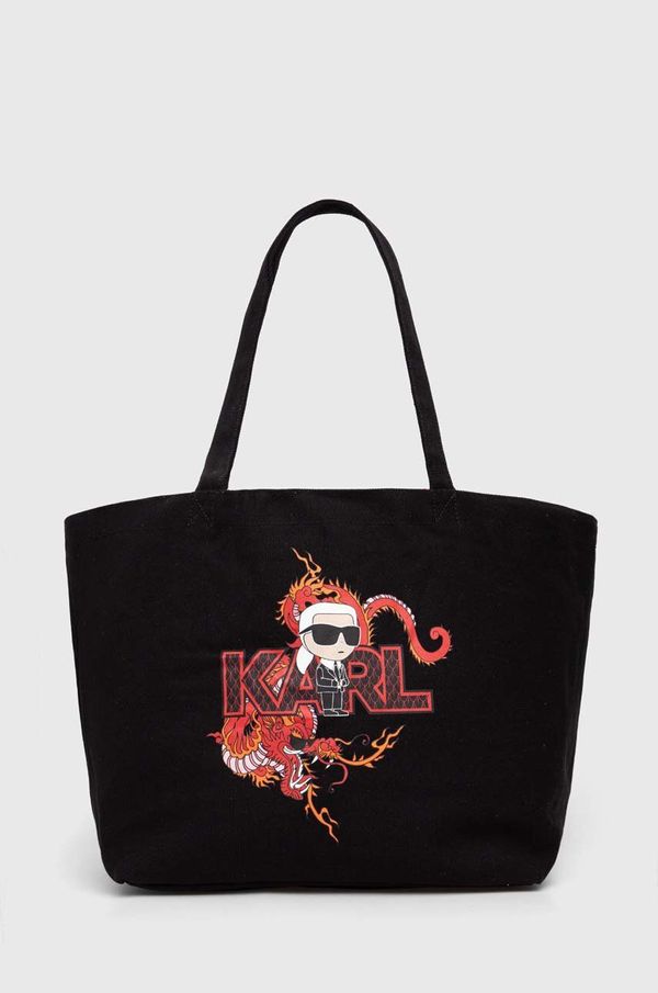 Karl Lagerfeld Bombažna torba Karl Lagerfeld črna barva