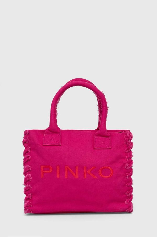 Pinko Bombažna torba Pinko roza barva, 100782 A1WQ