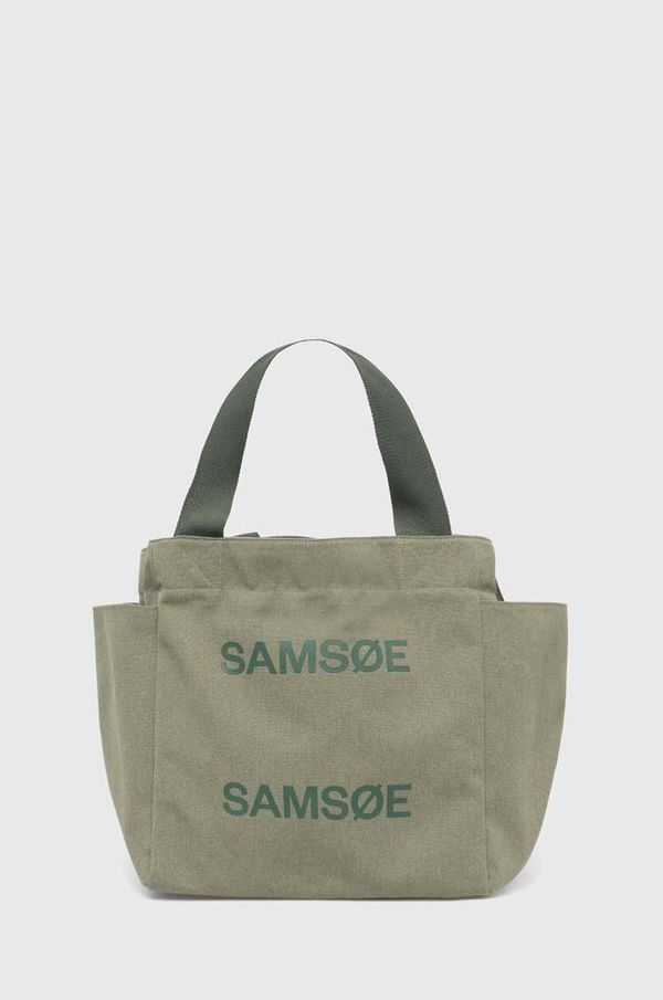 Samsoe Samsoe Bombažna torba Samsoe Samsoe zelena barva