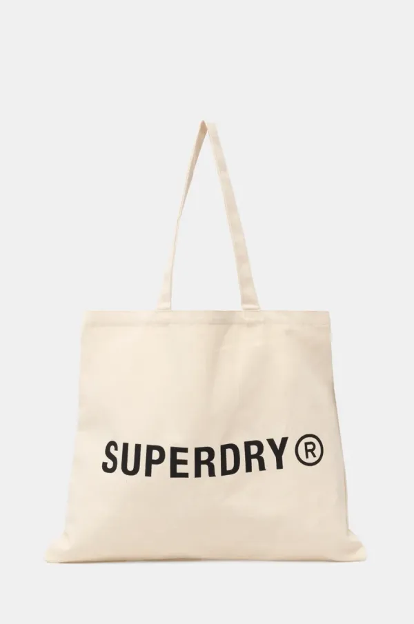 Superdry Bombažna torba Superdry bež barva, Y9110270A-1KG
