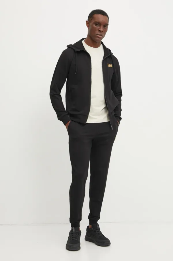 EA7 Emporio Armani Bombažna trenirka EA7 Emporio Armani črna barva, PJVRZ.8NPV63