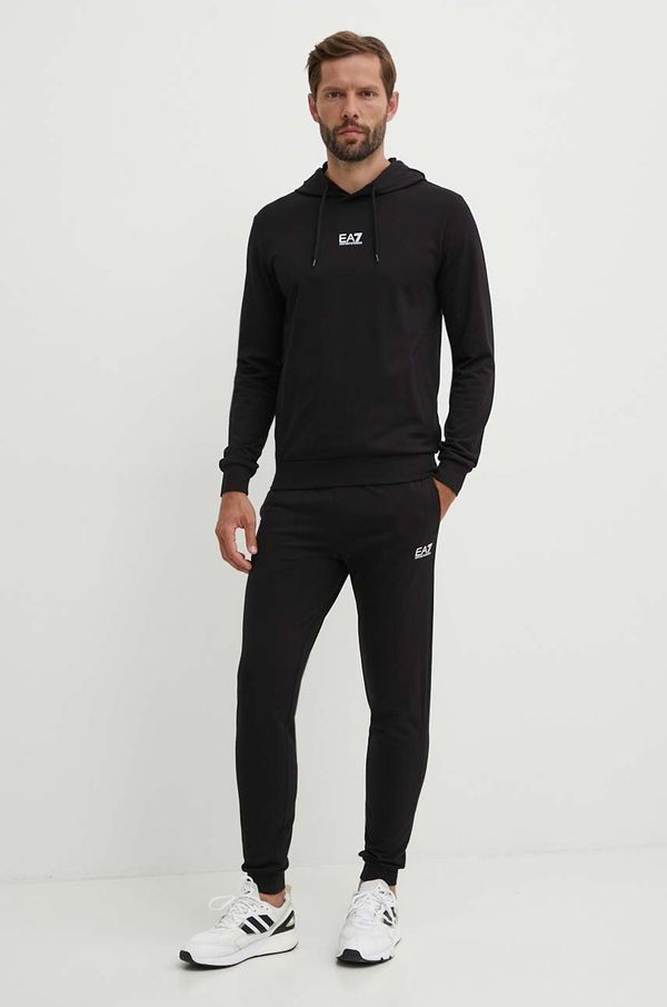 EA7 Emporio Armani Bombažna trenirka EA7 Emporio Armani črna barva, PJVRZ.8NPV64