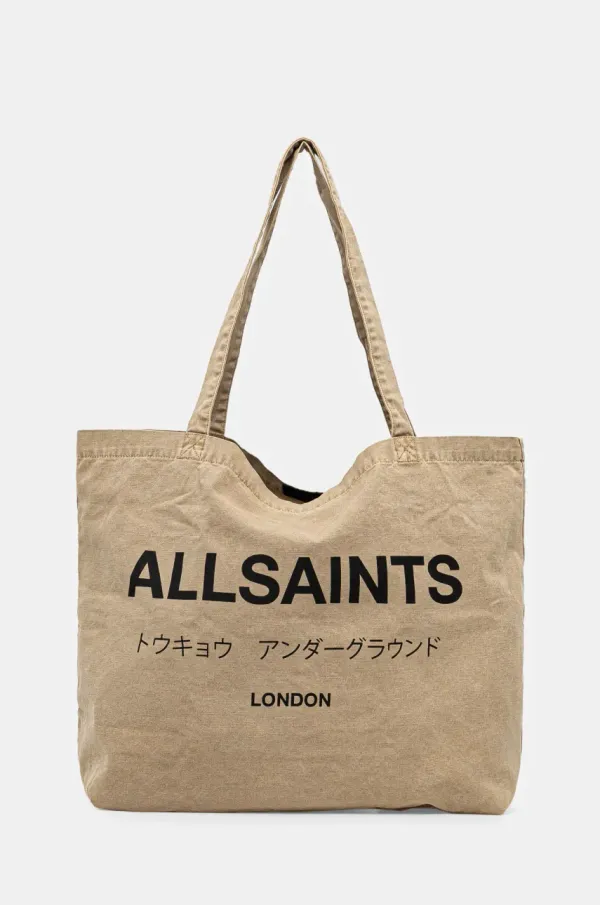 AllSaints Bombažna vrečka AllSaints bež barva, M249XB