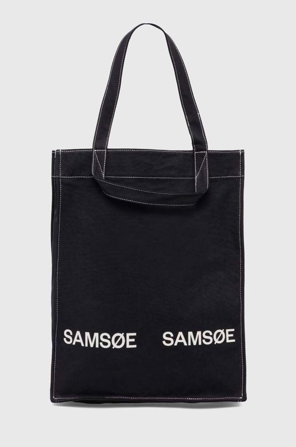 Samsoe Samsoe Bombažna vrečka Samsoe Samsoe črna barva