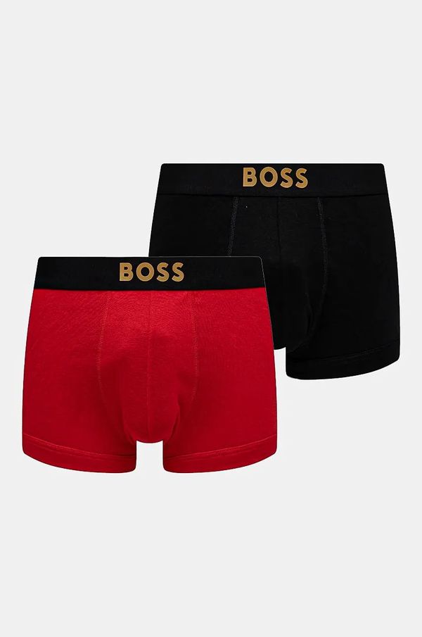 Boss Bombažne boksarice BOSS 2-pack rdeča barva, 50524544