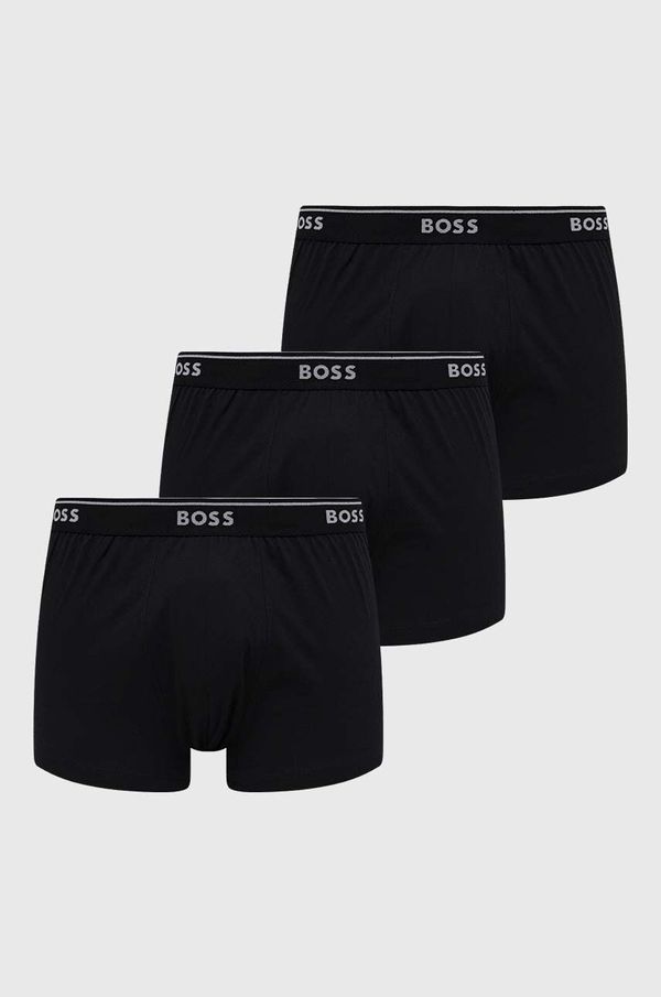 Boss Bombažne boksarice BOSS 3-pack črna barva