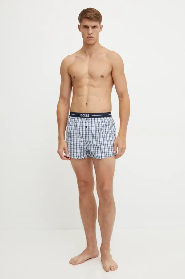 BOSS Bombažne boksarice BOSS 3-pack turkizna barva