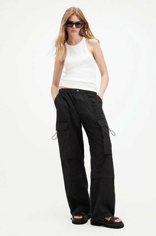 AllSaints Bombažne hlače AllSaints BARBARA TROUSER črna barva, W021TA