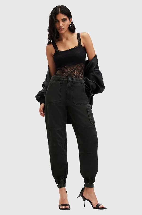 AllSaints Bombažne hlače AllSaints FLORENCE JOGGER črna barva, W017TB