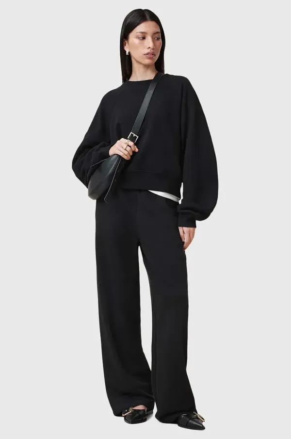 AllSaints Bombažne hlače AllSaints VIN ženske, črna barva, W069TC