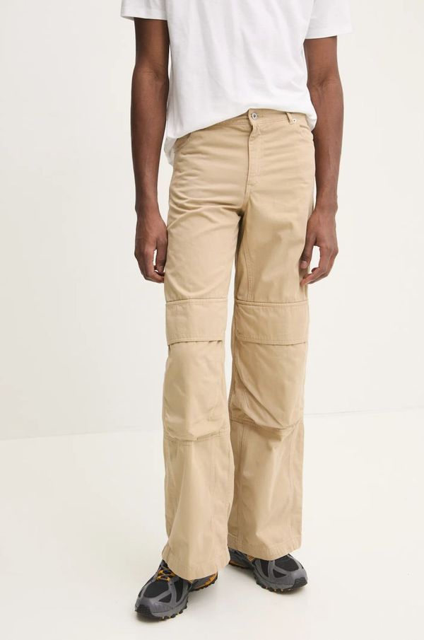 Hugo Blue Bombažne hlače Hugo Blue bež barva, 50530833