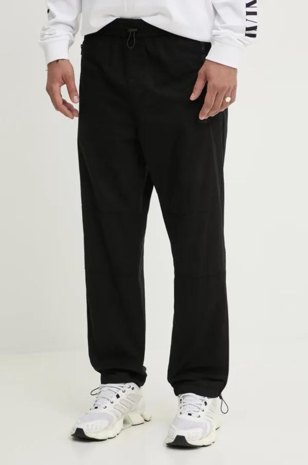 HUGO Bombažne hlače HUGO črna barva, 50530916