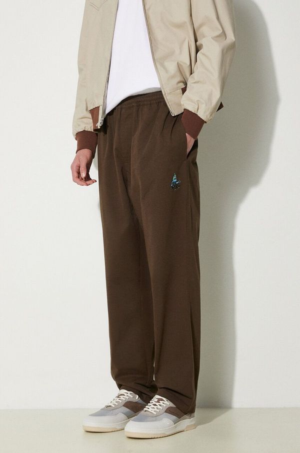 Icecream Bombažne hlače ICECREAM Skate Pant rjava barva, ICC003