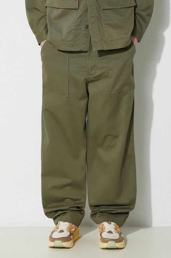 Universal Works Bombažne hlače Universal Works Fatigue Pant zelena barva, 132.LIGHT.OLIVE