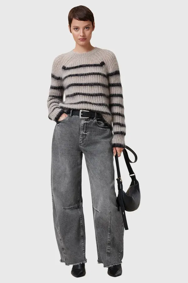 AllSaints Bombažne kavbojke AllSaints JETT ženske, siva barva, W043EC