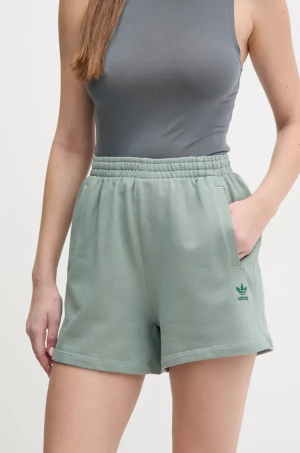 adidas Originals Bombažne kratke hlače adidas Originals Essential ženske, zelena barva, JJ3463