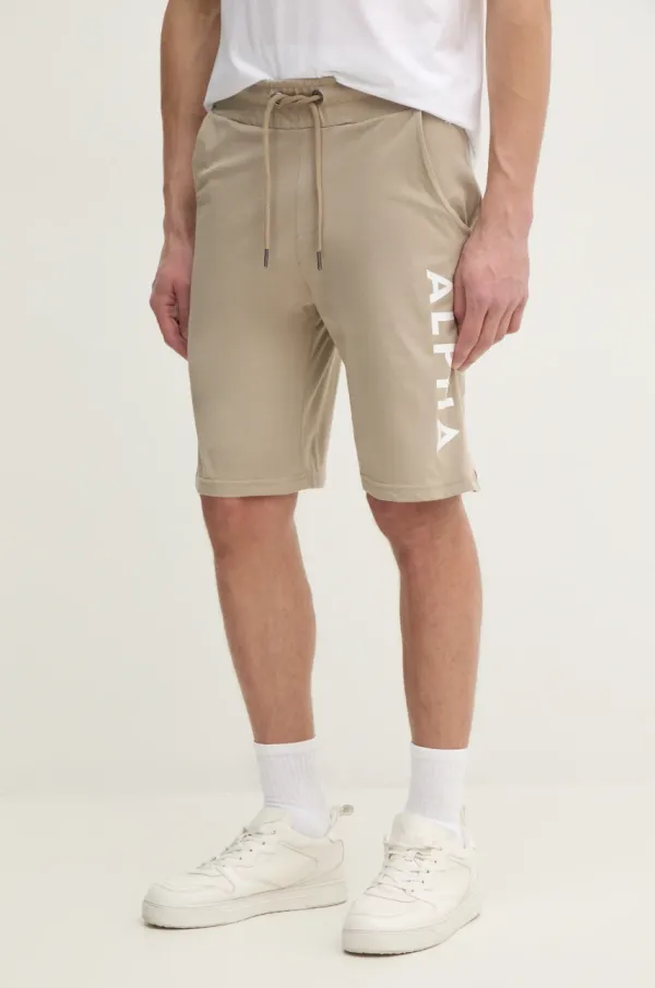 Alpha Industries Bombažne kratke hlače Alpha Industries Alpha Jersey Short moške, bež barva, 116366