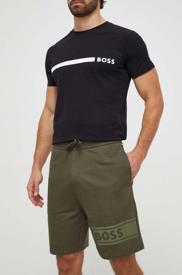 Boss Bombažne kratke hlače BOSS zelena barva