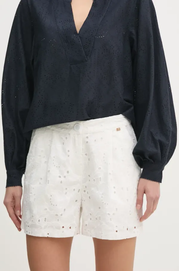 Gaudi Bombažne kratke hlače Gaudi ženske, bela barva, 511BD25024