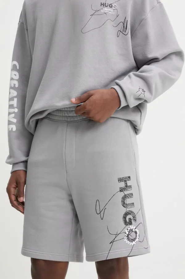 Hugo Blue Bombažne kratke hlače Hugo Blue siva barva, 50530442