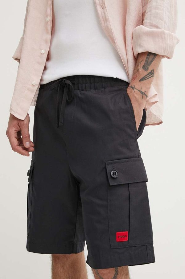 Hugo Bombažne kratke hlače HUGO črna barva, 50510594