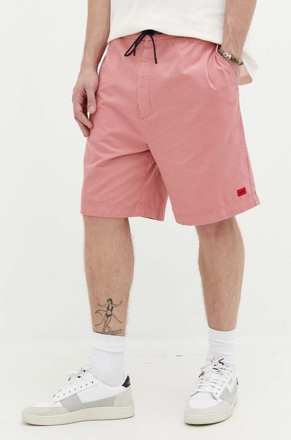 Hugo Bombažne kratke hlače HUGO roza barva
