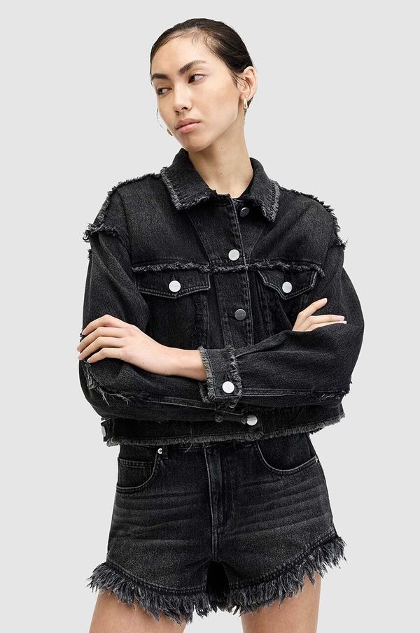 AllSaints Bombažne kratke hlače iz jeansa AllSaints ASTRID FRAY črna barva, W036EA