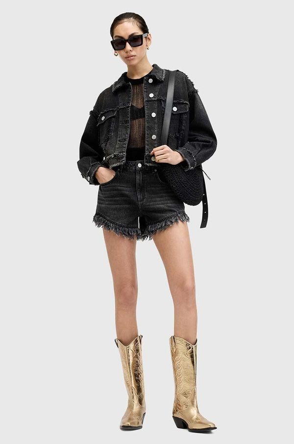 AllSaints Bombažne kratke hlače iz jeansa AllSaints HAILEY DENIM SHORT črna barva, W075EA