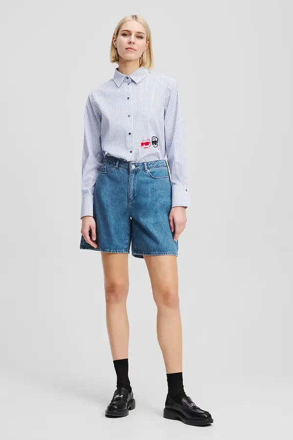 Karl Lagerfeld Bombažne kratke hlače iz jeansa Karl Lagerfeld IKON